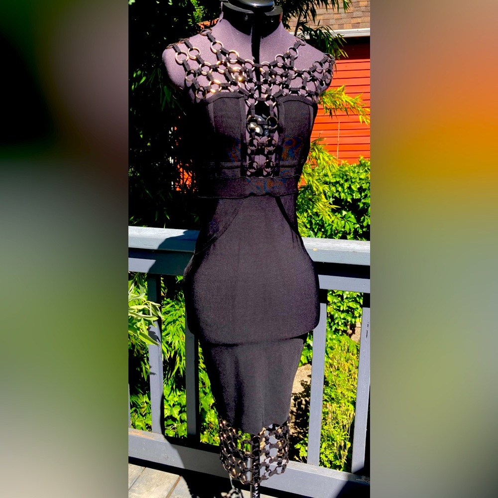 Chic Black Midi Dress with Lace Detail